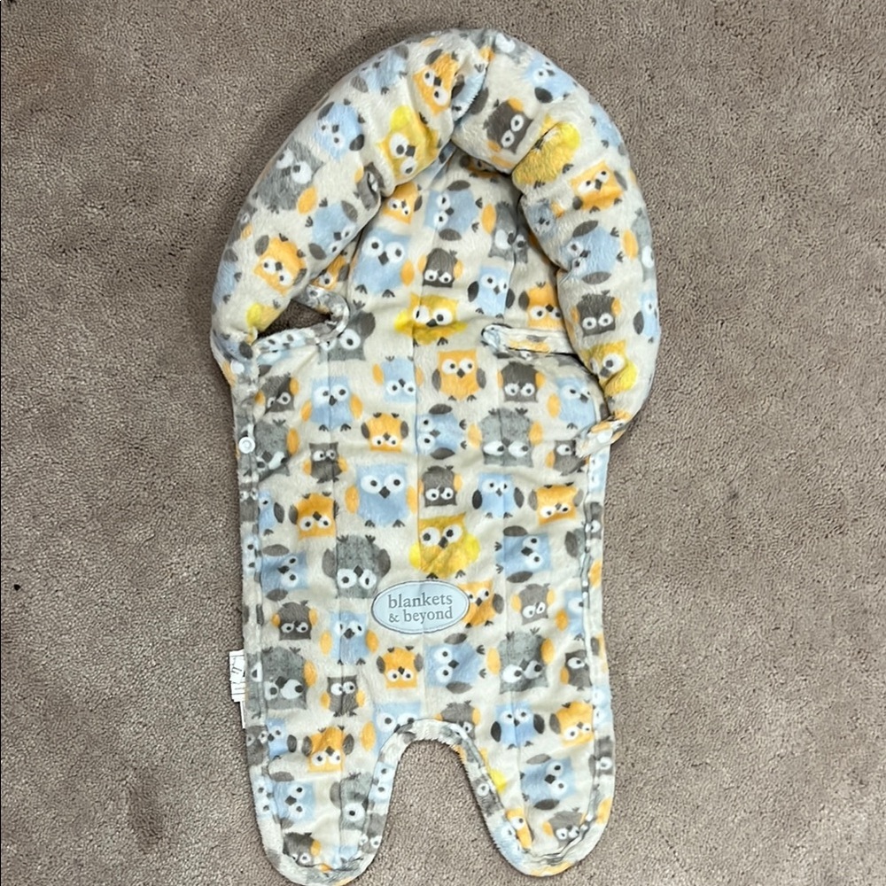 Owl Print Baby Wrap - Gray and Yellow